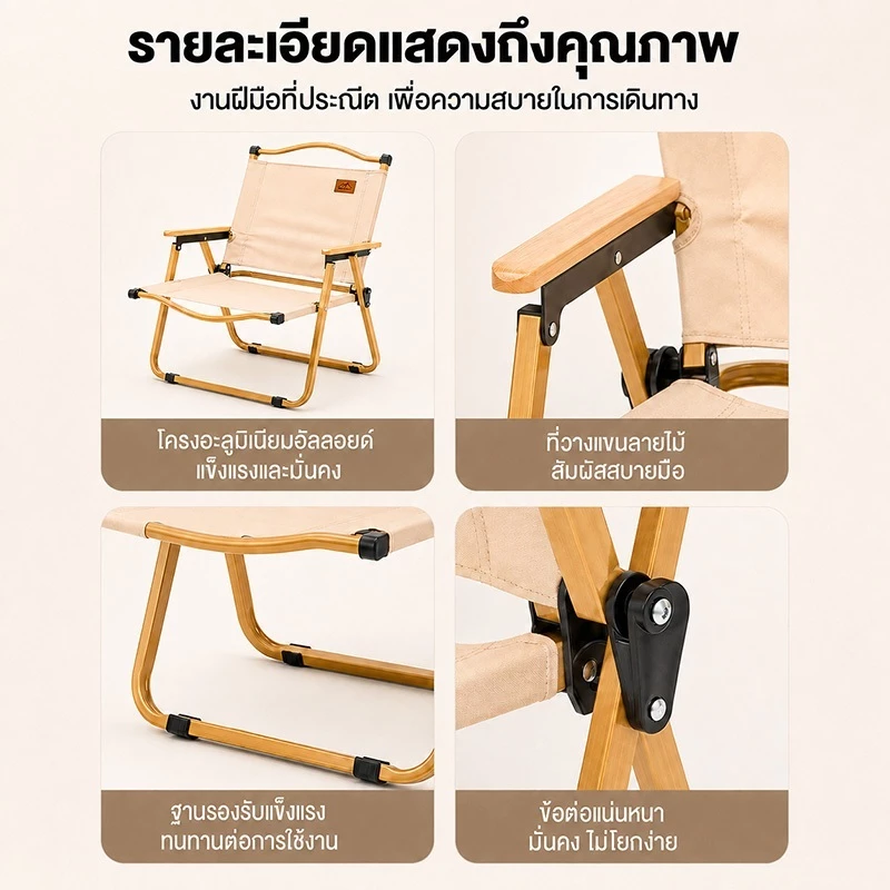 Skywing เก้าอี้แค้มปิ้ง เก้าอี้พับได้ ปิคนิคกลางแจ้ง เก้าอี้สนามพกพา พับเก็บได้ รับน้ำหนักได้300​KG thumbnail 8