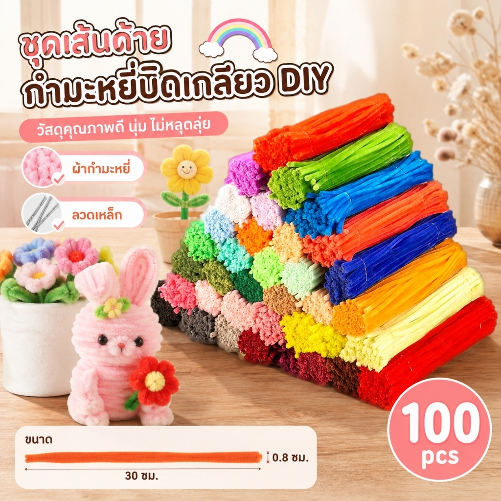 Z5 ลวดพันสีไม้พันทำงานฝีมือ รุ่นหนาพิเศษ มีหลายสีให้เลือก เหมาะทำดอกไม้ ตุ๊กตา ของตกแต่ง DIY สำหรับเด็กและผู้ใหญ่