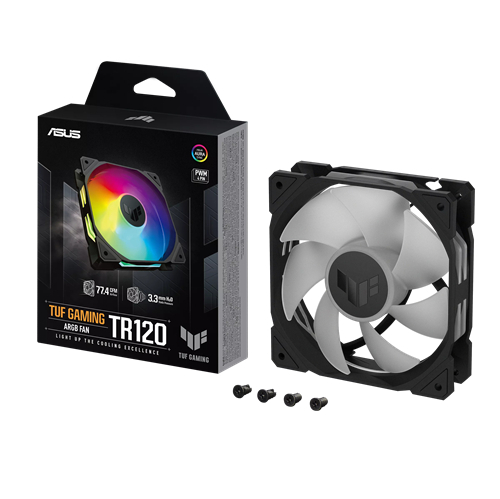 CASE FAN (พัดลมเคส) Asus TUF Gaming TR120 ARGB REVERSE Fan - Single Pack Black