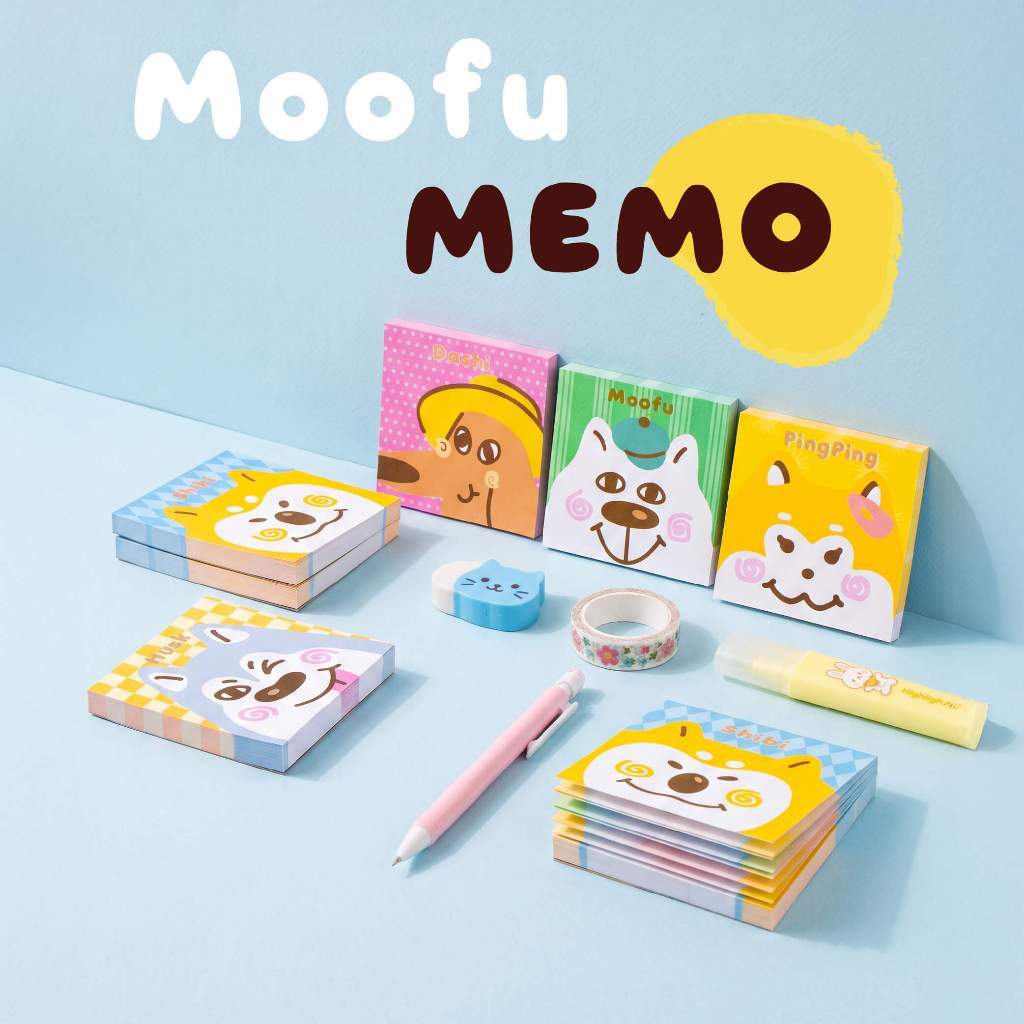 [New] MOOFU STORY กระดาษโน้ตไม่มีกาว 3 x 3 นิ้ว Notepaper ลายมูฟุและผองเพื่อน