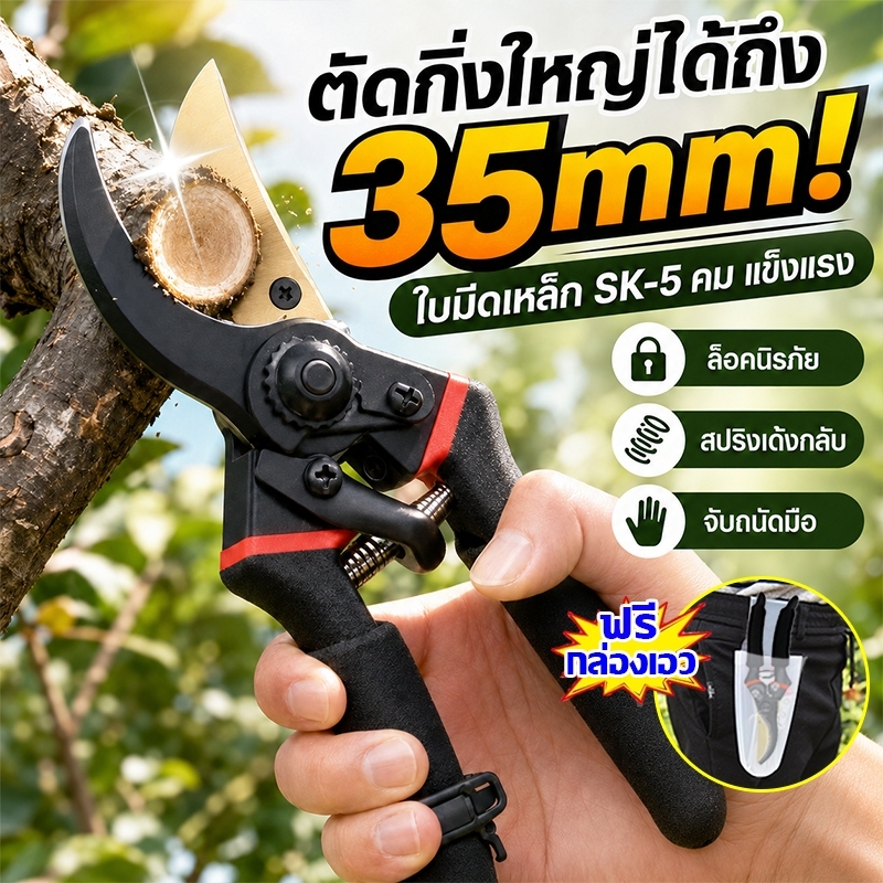 สวน SK5 นำเข้าเยอรมนี กรรไกรตัดกิ่งไม้ คมขึ้น10เท่า ทนนาน20ปี กรรไกรแต่งกิ่ง การรักษาป้องกันสนิมเทฟลอน คมมีดคมชัด