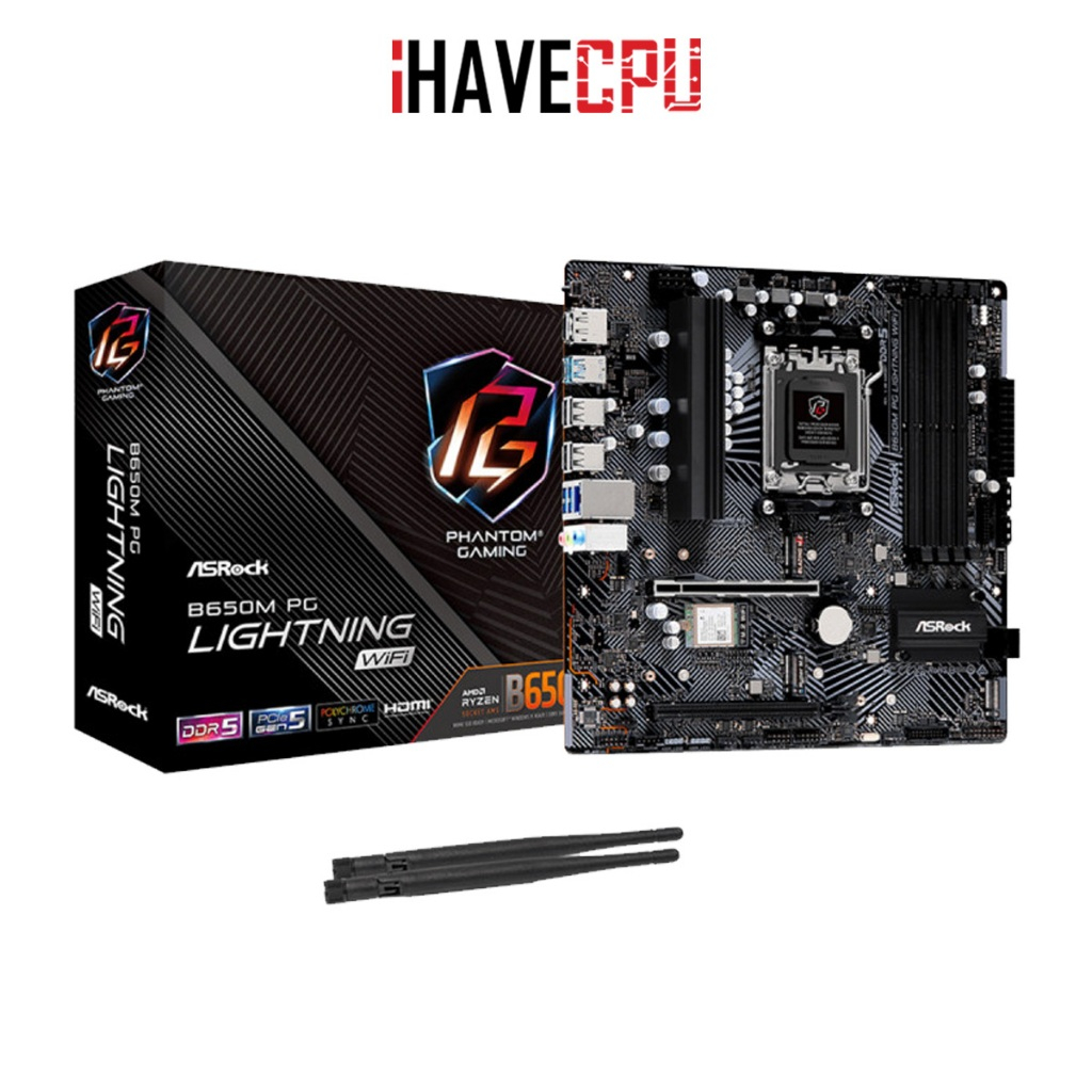 เมนบอร์ด (mainboard) iHAVECPU (AM5) ASROCK B650M PG LIGHTNING WIFI DDR5