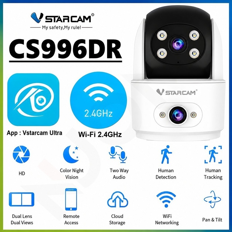 Vstarcam CS996DR Wifi กล้องวงจรปิดไร้สาย ความละเอียด 3MP x 2 เลนส์กล้อง Indoor Smart Security Camera