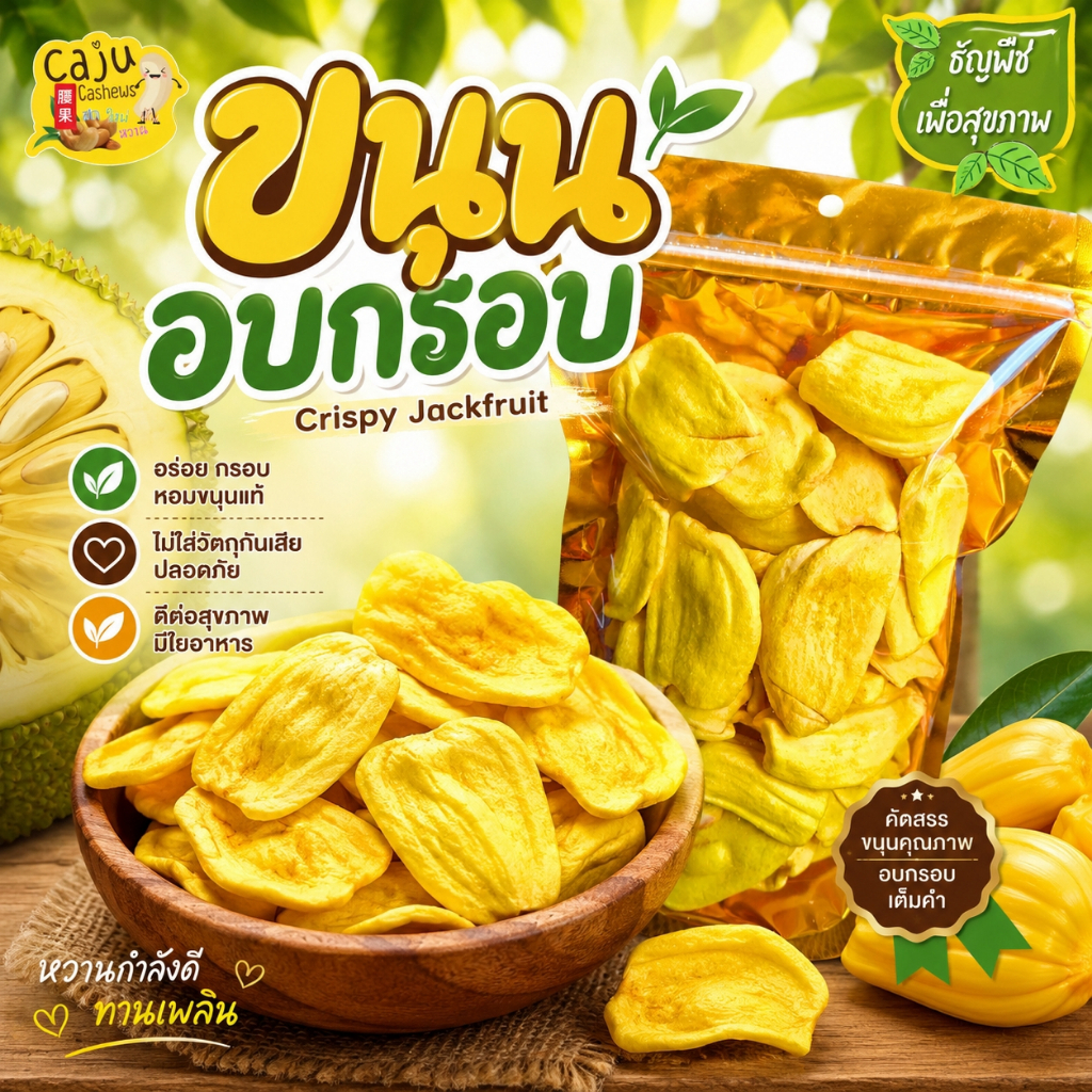 ขนุน อบกรอบ (Crispy Jackfruit) พันธุ์ทองประเสริฐ หอม หวาน กรอบ อร่อย เคี้ยวเพลิน