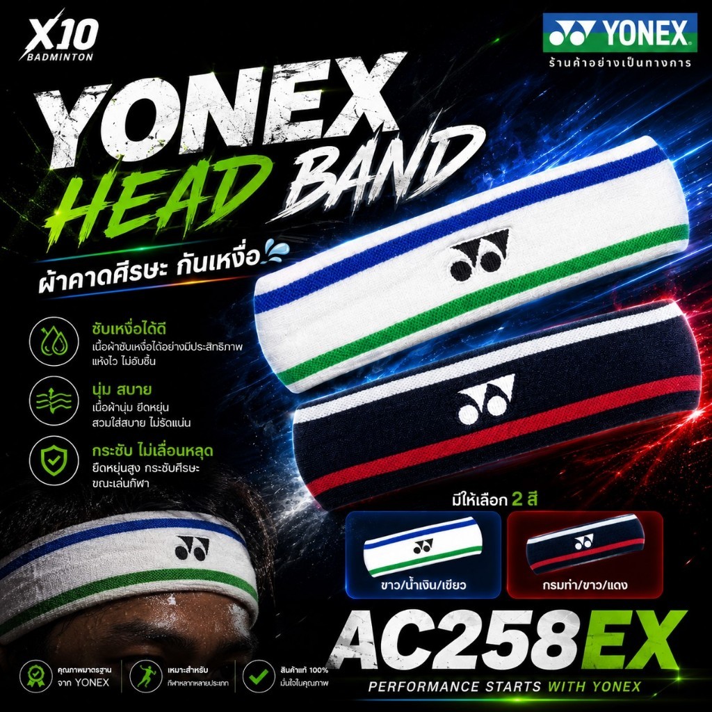 YONEX AC258EX HEAD BAND 75TH ผ้าคาดศีรษะกันเหงื่อ