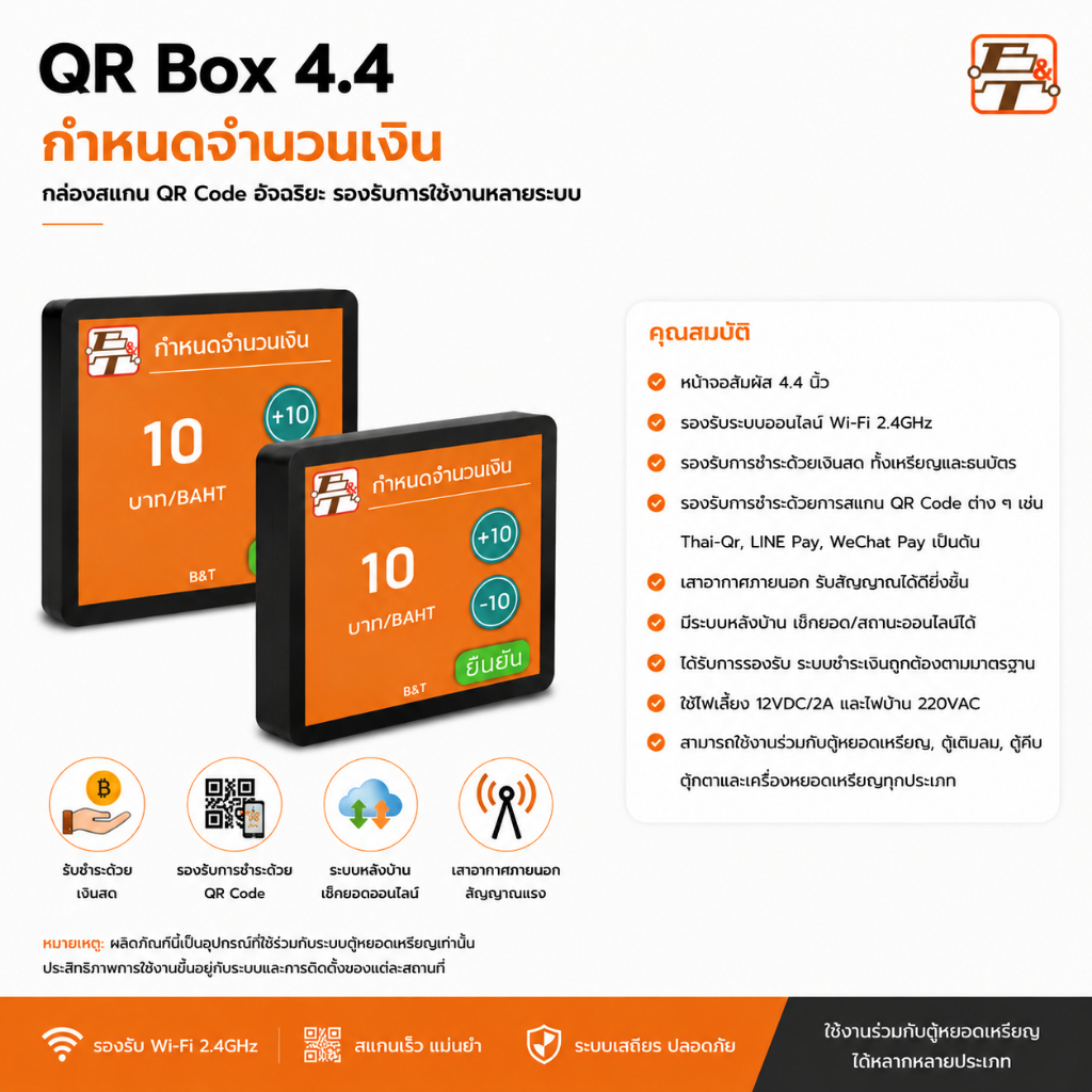 QR BOX 4.4 กล่องสแกลน QR CODE ขนาด 4.4 นิ้ว