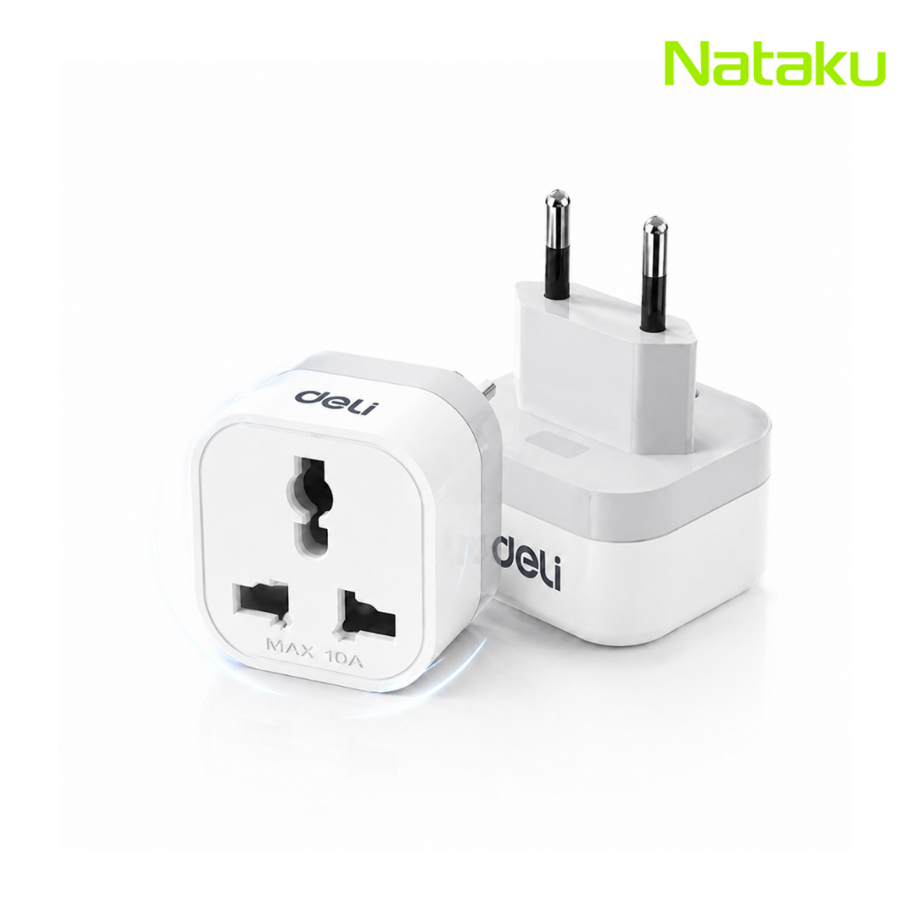 หัวแปลงปลั๊กไฟ Adapter มีช่อง USB Type-C รองรับกำลังไฟสูงสุด 2500W ขนาดกะทัดรัด พกพาง่าย Simple Light