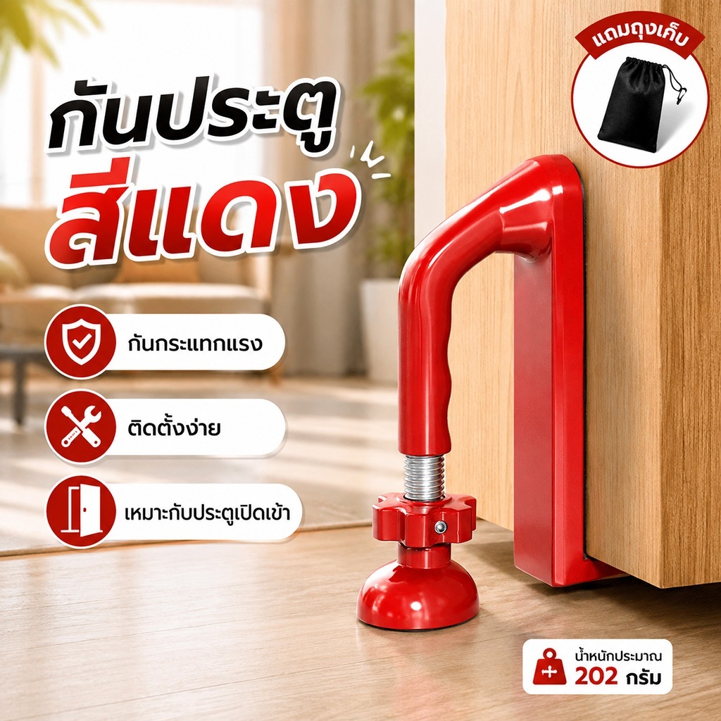 ที่ล็อคประตูแบบพกพา กันขโมย Safety Door Stops อุปกรณ์รักษาความปลอดภัยประตู Door Jammer Stopper สำหรับโรงแรม