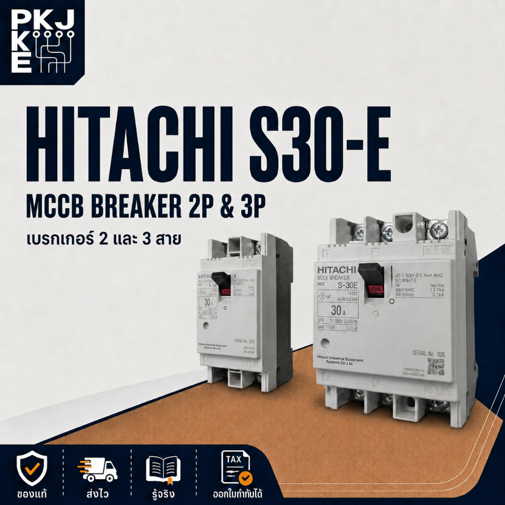 Breaker (MCCB) HITACHI S-30E Molded Case Circuit เบรคเกอร์ 2P 3P ฮิตาชิ