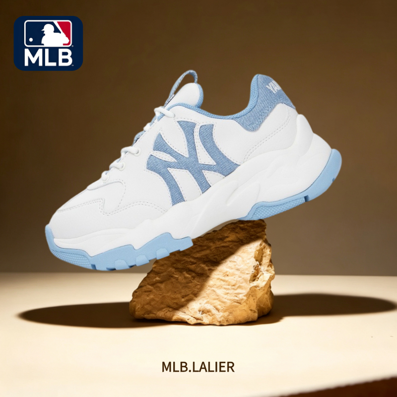 【รับประกันของแท้ 100%】MLB Big Ball Chunky Mesh Low Sneakers Blue 3ASHD045N-50BLS