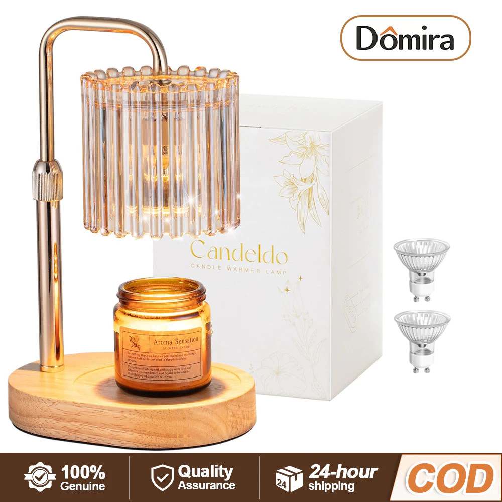 DOMIRA โคมไฟอุ่นเทียนคริสตัล โคมไฟตั้งโต๊ะปรับแสงได้ พร้อมตั้งเวลา เหมาะเป็นของขวัญวันเกิด แถมหลอดไฟ 2 หลอด