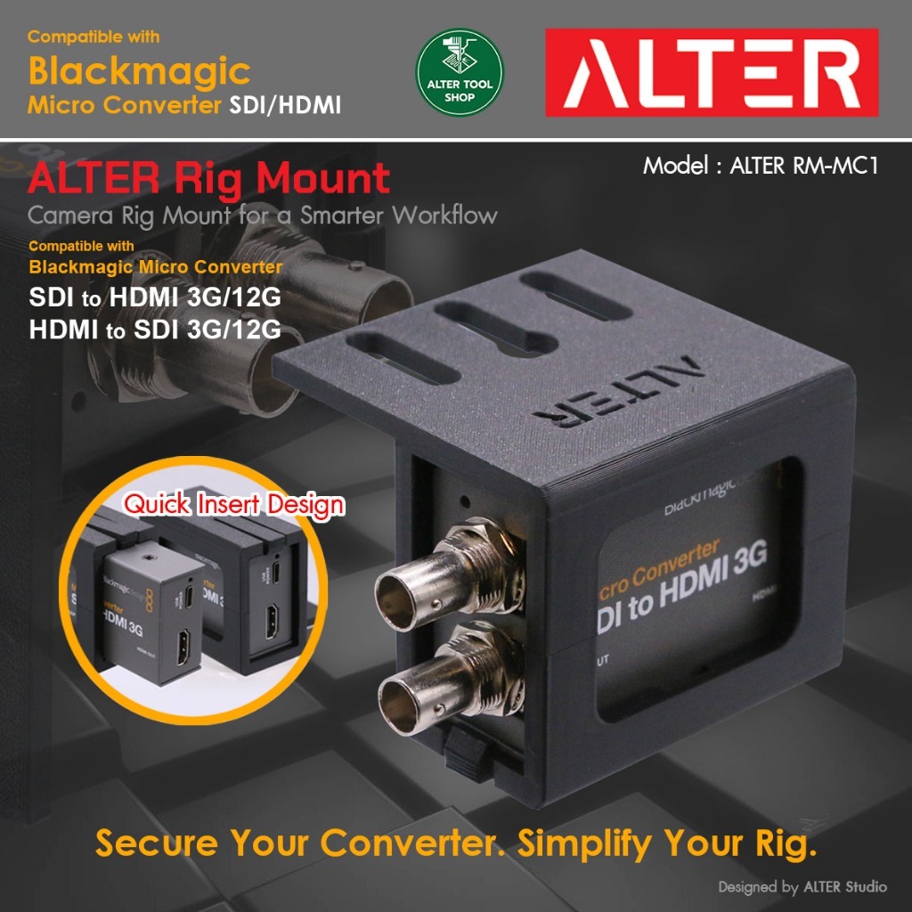 ALTER RM-MC1 Rig Mount for Micro Converter SDI to HDMI / HDMI to SDI 3G/12G