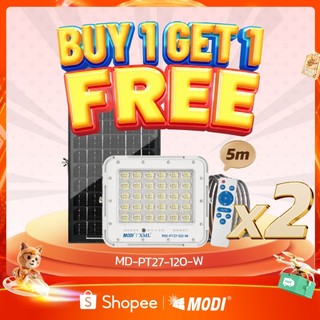 MODI 【ซื้อ1แถม1】ไฟสปอตไลท์โซล่าเซลล์ LED 120W แสงขาว แสงสว่างยาวนาน ทนทานใช้งานกลางแจ้ง กันน้ำIP65