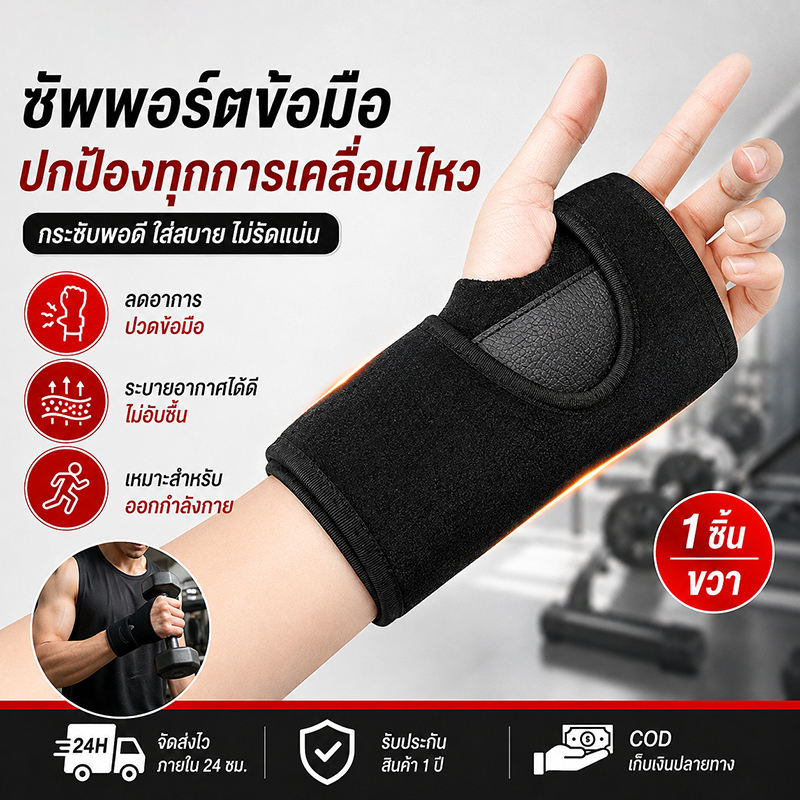Kades 【COD】ผ้ารัดข้อมือ พยุงข้อมือ เฝือกข้อมือ สายรัดปรับได้