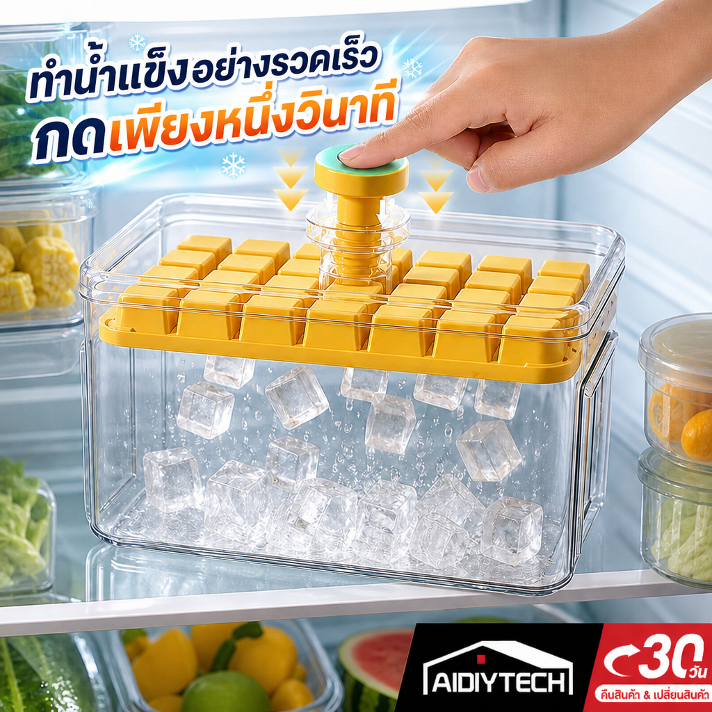 AIDIY แม่พิมพ์ทำน้ำแข็ง ที่ทำน้ำแข็ง มีฝาปิด พร้อมถาด แถมฟรี ที่ตัก ใช้ในบ้านได้ ทําน้ําแข็ง วัสดุเกรดอาหาร ส่งด่วน