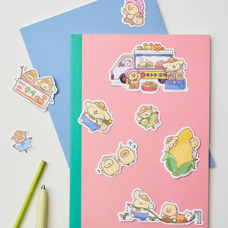 พร้อมส่ง Sanrio Pompompurin X Kakao Friends Deco Sticker – Choonsik สติกเกอร์ตกแต่ง 9 ลาย