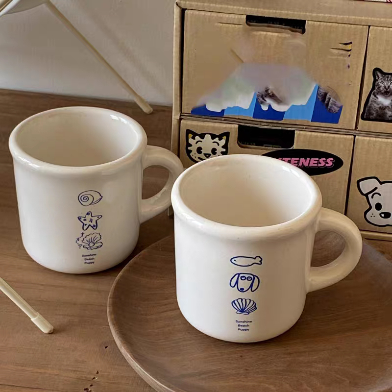 Teddy.routine พร้อมส่ง แก้วMug แก้วเซรามิค ใบหนา แก้วกาแฟ แก้วมัทฉะ