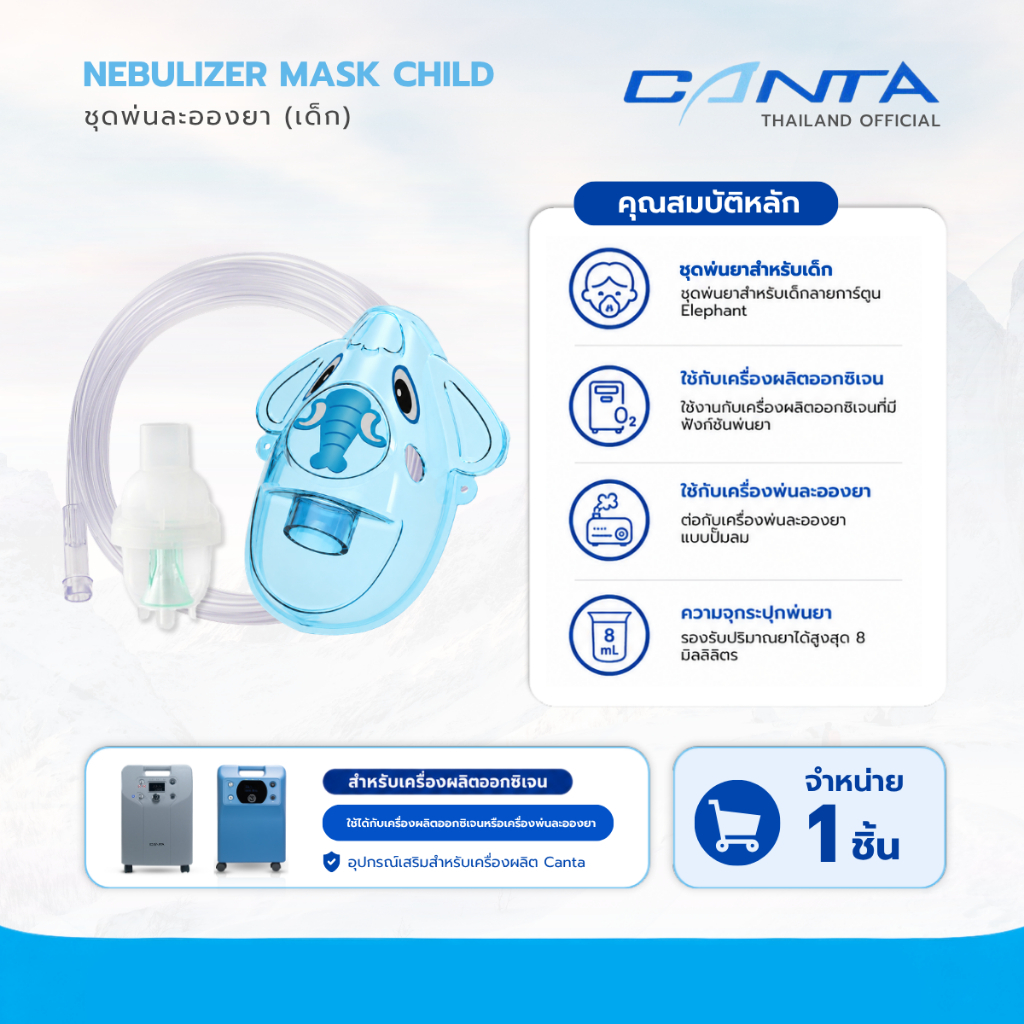 ชุดอุปกรณ์พ่นยา ชุดพ่นละอองยา สำหรับเด็ก Nebulizer Mask (Child) ลายการ์ตูน