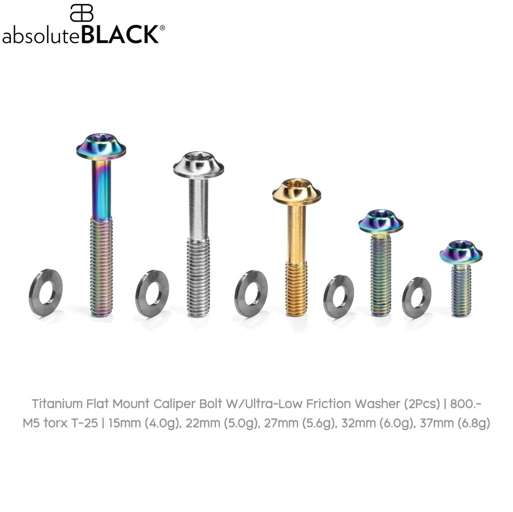 absoluteBLACK Titanium Flat Mount Caliper Bolt with Ultra-Low Friction Washer (2bolt)