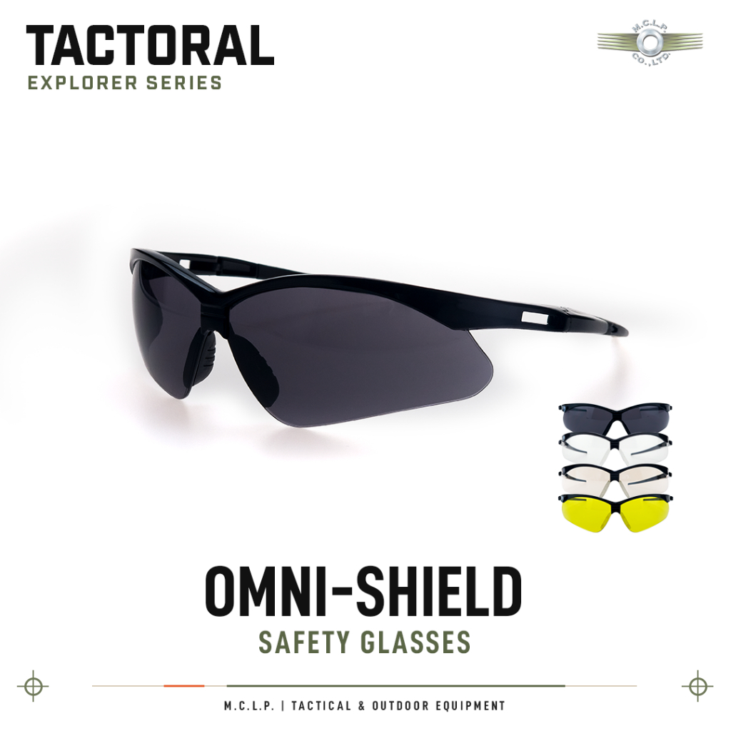 Tactoral Omni-Shield Safety Glasses แว่นตานิรภัยมาตรฐาน ANSI Z87.1 / EN166 | เลนส์ 4 แบบ (Smoke / Clear / I/O / Amber)