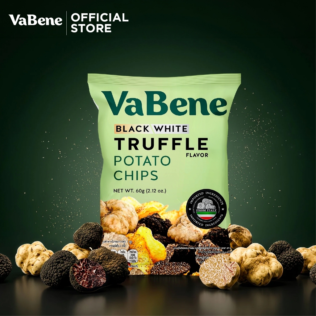 VaBene วาเบเน่ มันฝรั่งทอดอบกรอบ รสทรัฟเฟิลดำและขาวแท้จากอิตาลี [กล่อง x5 ซอง]