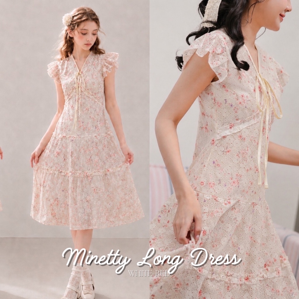 DR0636 LABELLE รุ่น Minetty Long Dress เดรสยาวน่ารัก ผ้าลูกไม้