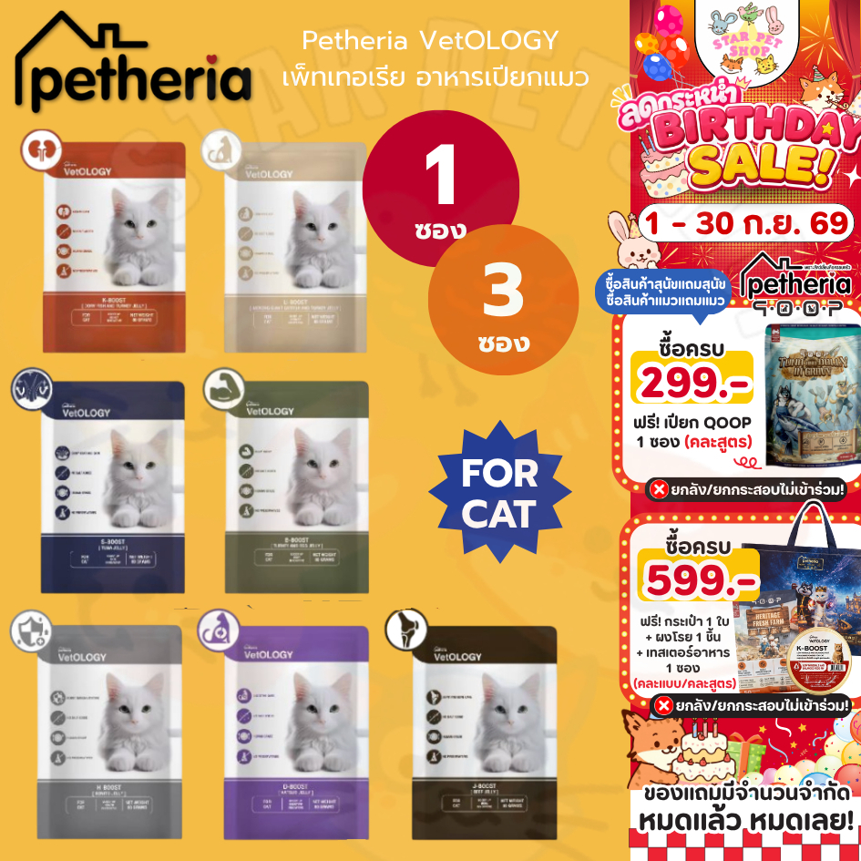 Petheria VetOLOGY เพ็ทเทอเรีย อาหารเปียกสำหรับแมว พัฒนาร่วมกันสัตวแพทย์ ไม่เติมเกลือ Human Grade ขนาด 80 กรัม