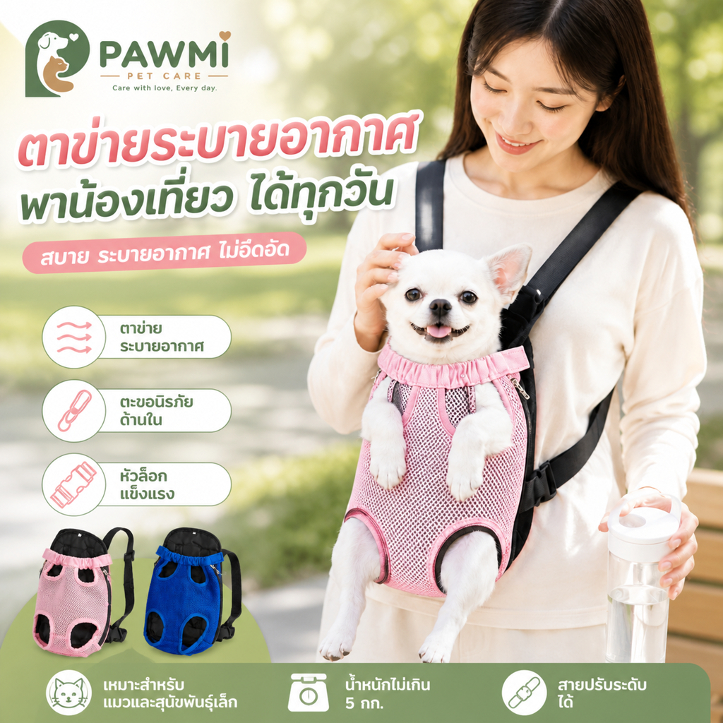 กระเป๋าแมว เป้สะพายหลังใส่สุนัข กระเป๋าสัตว์เลี้ยง เป๋าสะพายสัตว์เลี้ยง มีที่สอดหางออกด้านนอก พร้อมส่งในไทย