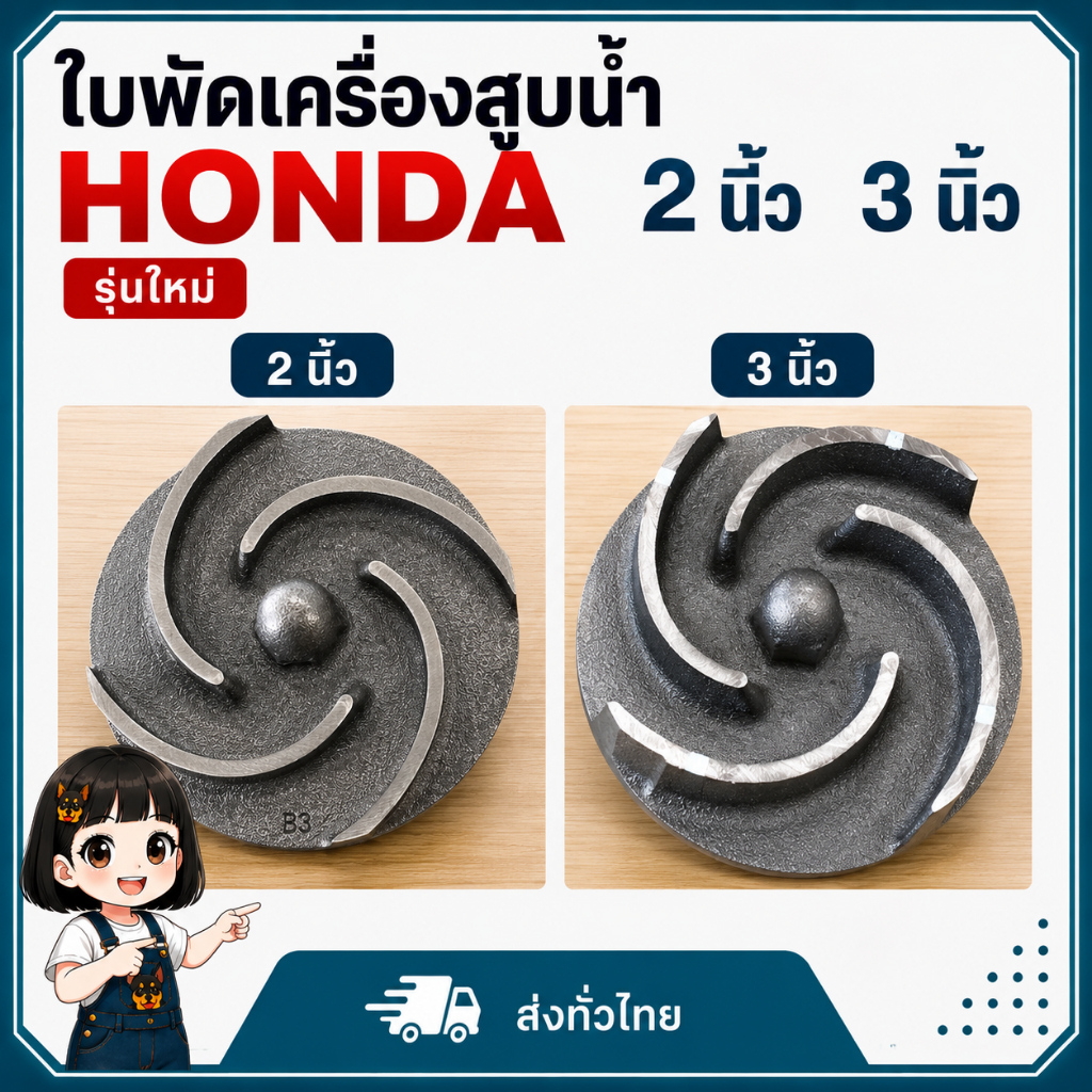 ใบพัดเครื่องสูบน้ำ Honda รุ่นใหม่ 2นิ้ว 3นิ้ว WB20XT3 WB30XT3