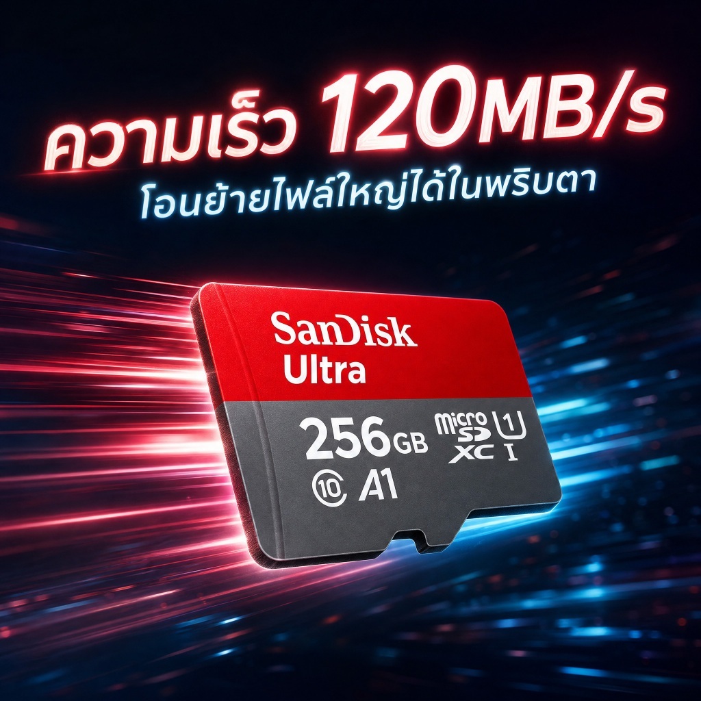 SanDisk Ultra Micro SDXC UHS-I 32GB,64GB,128GB,256GB,512GB,1TB ความเร็วอ่านสูงสุด 140 MB/s U1 A1 TF