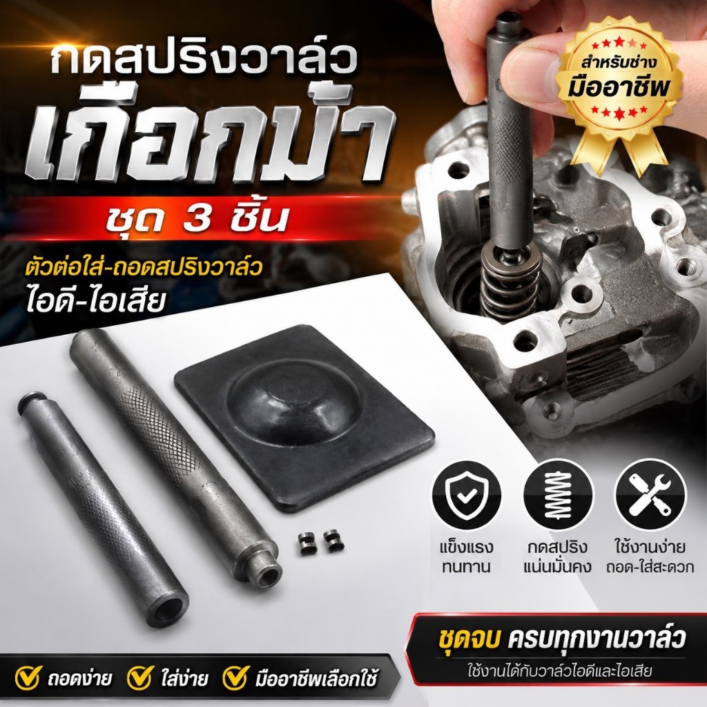YP-500 กดสปริงวาล์ว กดเล็บวาล์ว ตัวถอดใส่เล็บวาล์ว เกือกม้า 3ชิ้น เป็นตัวต่อใส่ และถอดสปริงวาล์ว ไอดี ไอเสีย