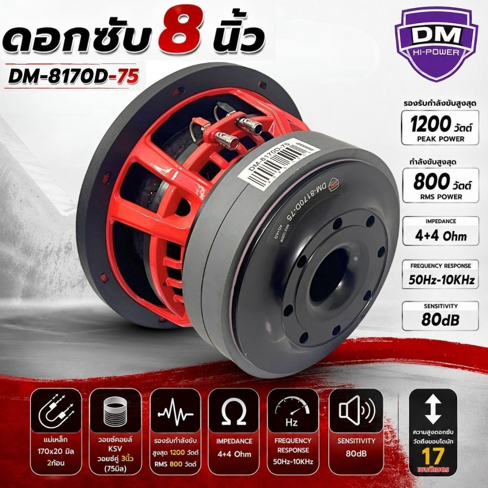 🎉(ราคาต่อ1ดอก) DM POWER รุ่นDM-8170D-75 ลำโพงซับวูฟเฟอร์ติดรถยนต์ เครื่องติดเสียงรถ ลำโพงซับวูฟเฟอร์