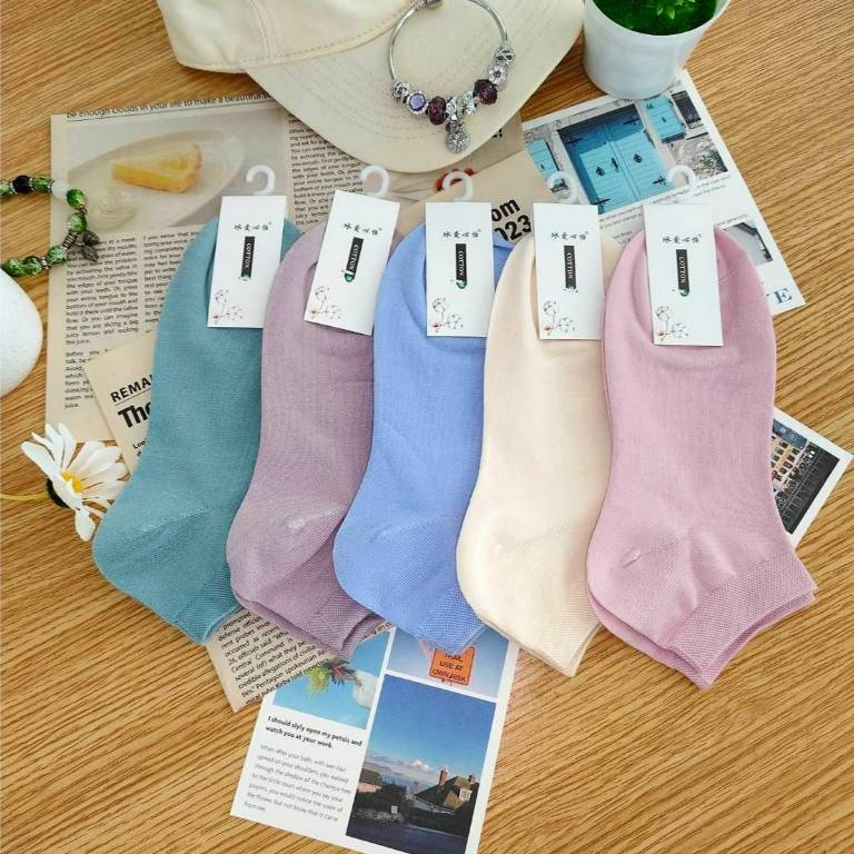 ONEIMO แพค5คู่ คละสี ถุงเท้าข้อสั้น นุ่มนิ่ม เหมาะกับใส่ผ้าใบ พร้อมส่ง