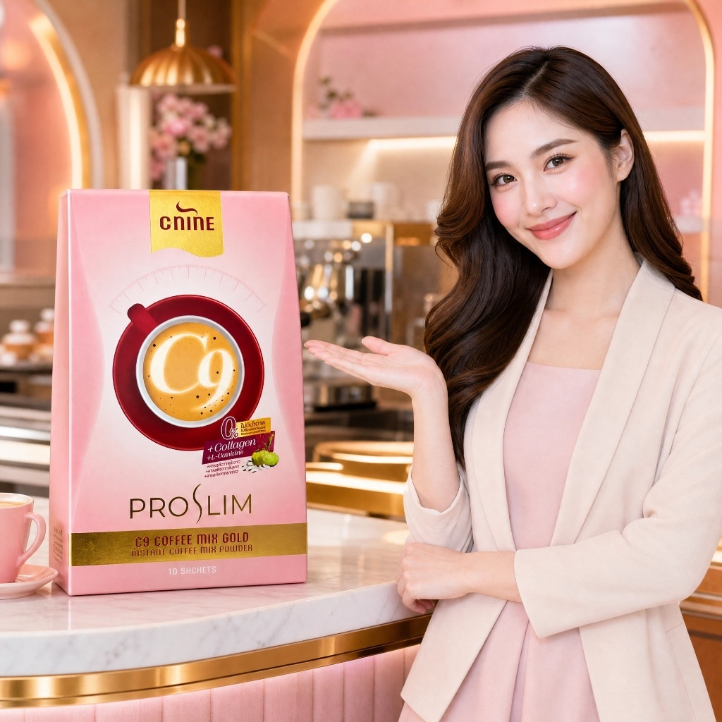 C9 Coffee Mix Gold ProSlim กาแฟลดความอ้วน ดักจับแป้งและไขมัน อิ่มนานลดกินจุกจิก ช่วยขับถ่าย ของแท้ 1
