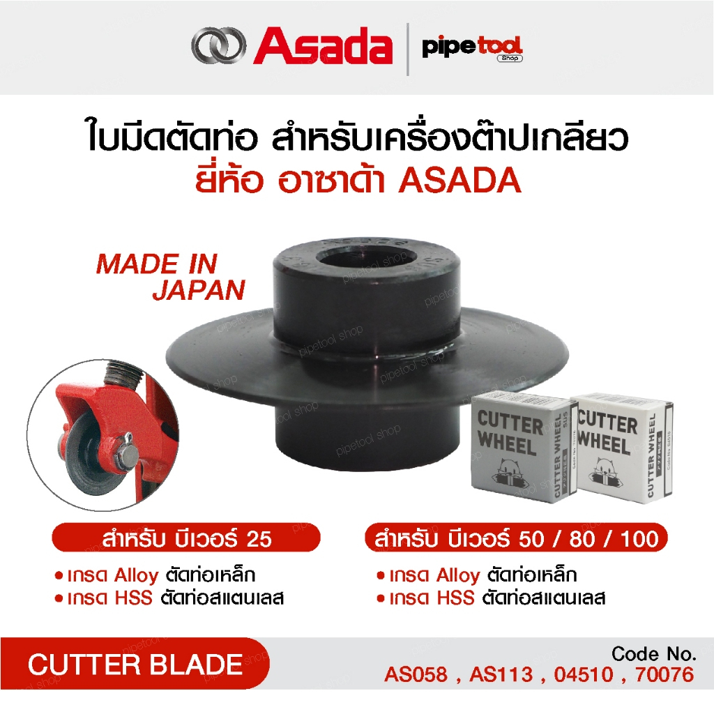 ใบคัตเตอร์ เครื่องต๊าปเกลียวไฟฟ้า ยี่ห้อ อซาด้า Asada