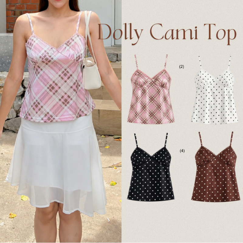Dolly Cami Top เสื้อสายเดี่ยว แต่งขอบลูกไม้
