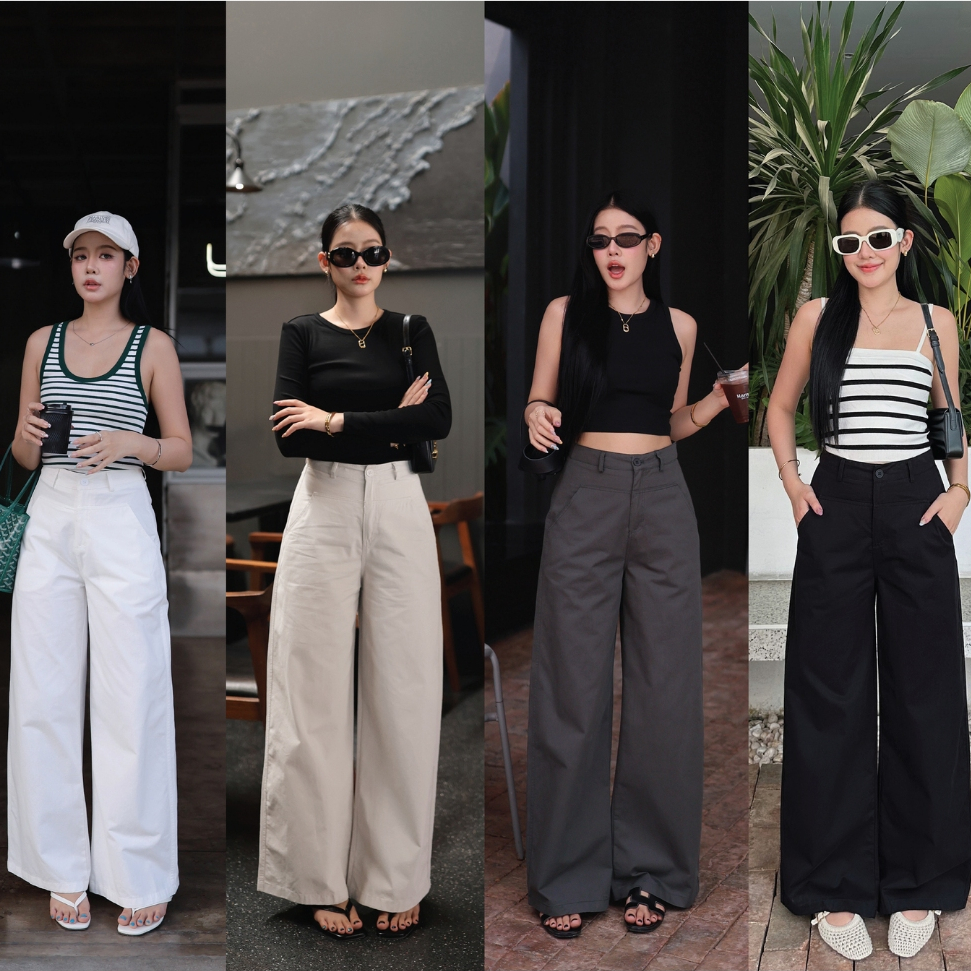 N7913 LUNA PANTS - มี 4 สี : DARK GREY, CREAM, BLACK, WHITE - NUMBERSEVEN