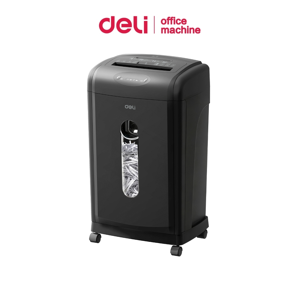 Deli เครื่องทำลายเอกสาร กระดาษA4,CD ละเอียด6มม. ความจุ30L สูงสุด20แผ่น รับประกัน1ปี Paper Shredder