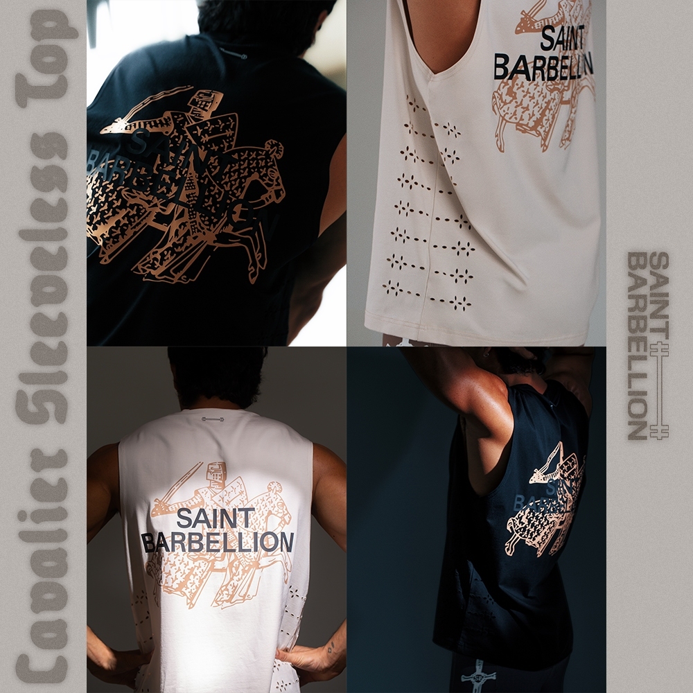 Saint Barbellion Mens Cavalier Sleeveless Top -เสื้อแขนกุดชาย ผ้ายืด ออกกำลังกาย มีรูระบายอากาศ