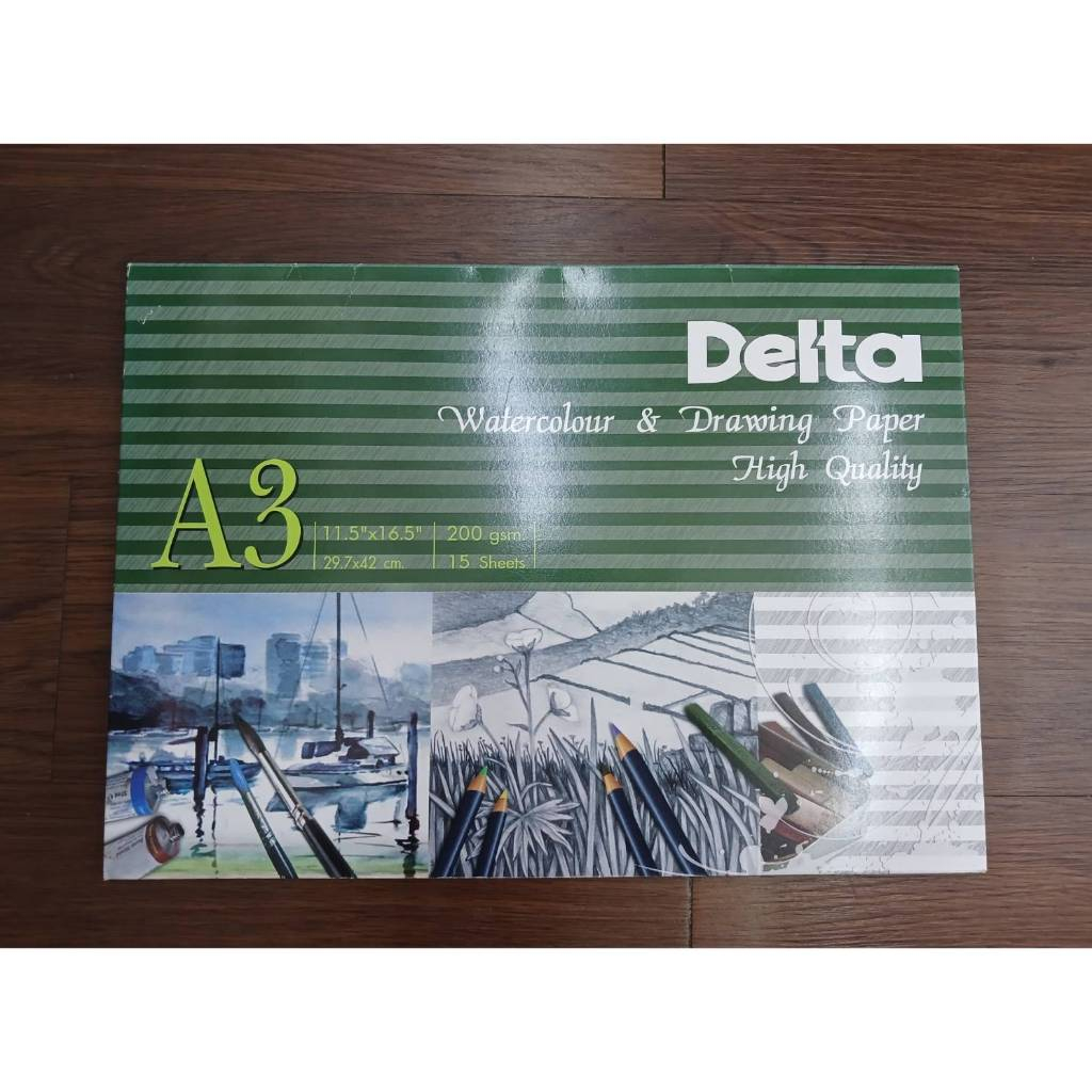 กระดาษวาดเขียน เดลต้า ผิวหยาบ A3 200 แกรม (15 แผ่น)