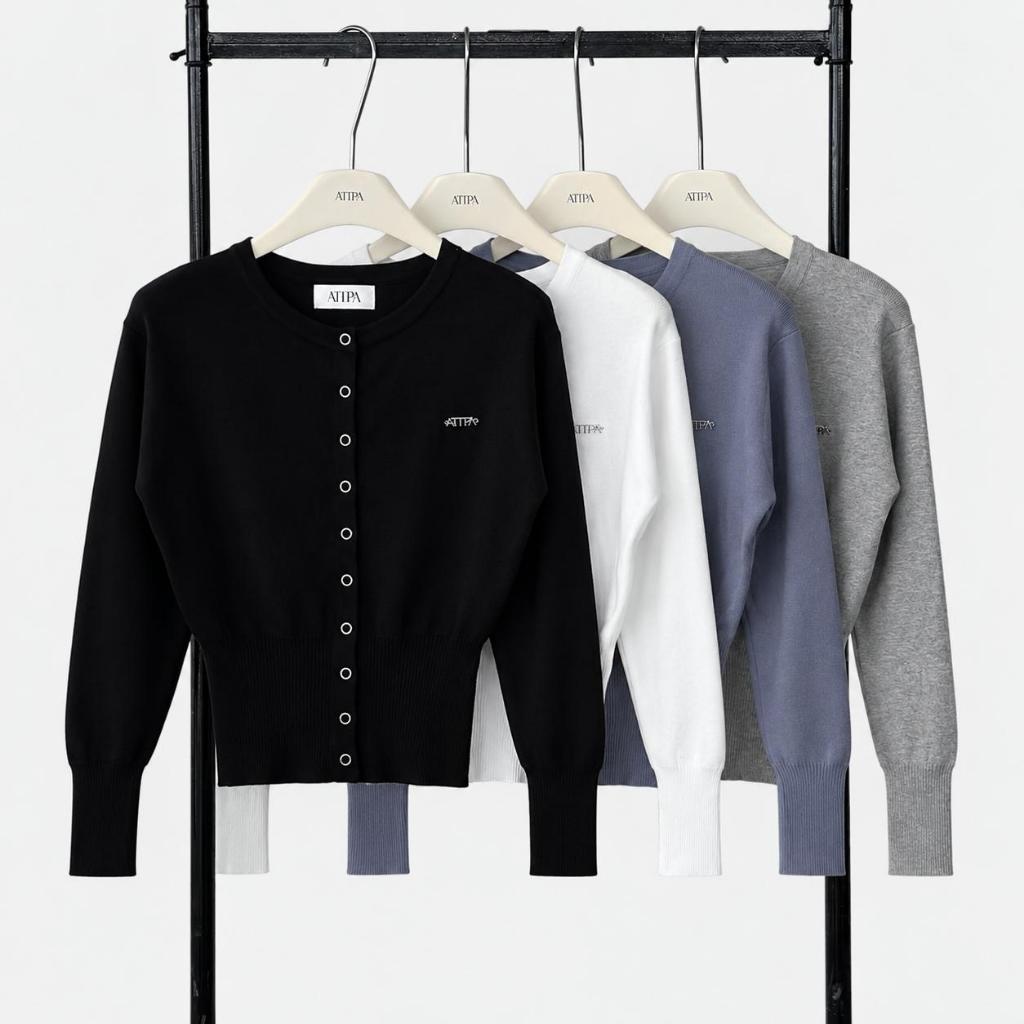 Atipashop - Ailin Cardigan เสื้อคาร์ดิแกน ไหมพรมเรียบ กระดุมหน้า จั๊มเอวทรงสวย รูปที่ 2