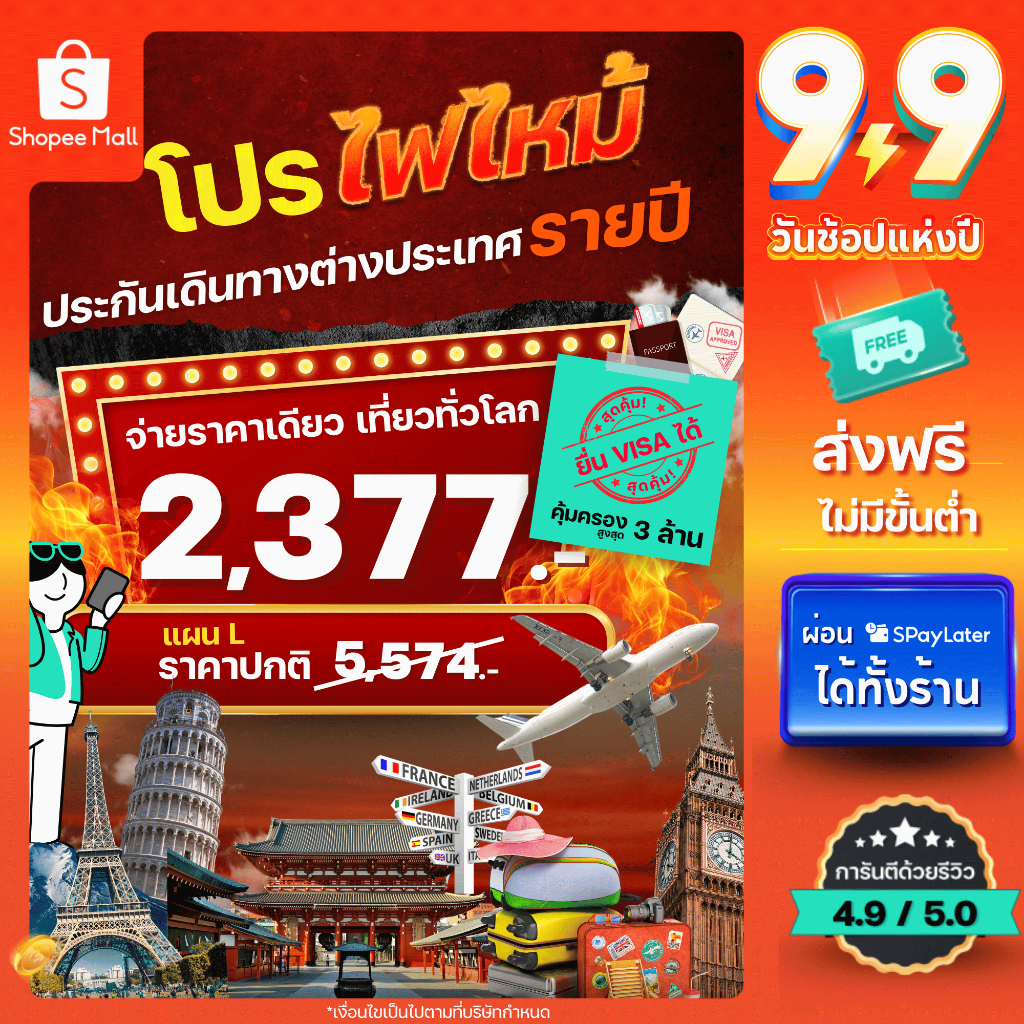 [E-voucher] insurverse อินชัวร์เวิร์ส ประกันเดินทางต่างประเทศรายปี จ่ายราคาเดียว เที่ยวทั่วโลก แผน L