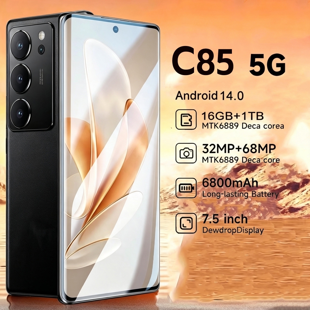 ใหม่ที่ขายดีที่สุด C85 โทรศัพท์มือถือ 7.1นิ้ว ของแท้ข้อมูลจำเพาะสมาร์ทโฟน RAM 8GB ROM 256G 5,800mah โทรศัพท์มือถือราคาถ