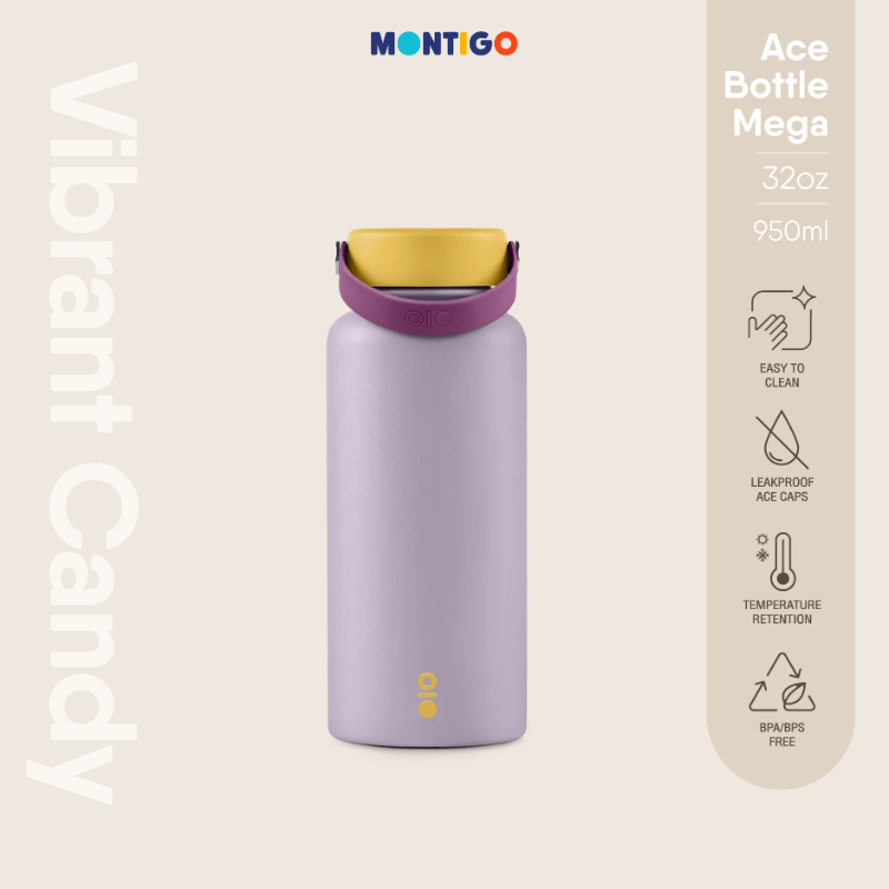 MONTIGO Vibrant Candy Ace Mega - Grape Candy 32OZ กระบอกน้ำเก็บความเย็น