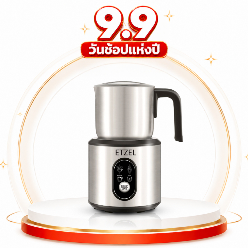 พร้อมส่ง!! ETZEL เครื่องทำฟองนม อัตโนมัติ ระบบแม่เหล็ก เครื่องตีฟองนม แบบร้อนและเย็น รุ่น SN988S แบบถอดออกได้ Milk Froth