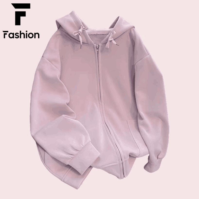 Zipper Hoodie สีทึบ กันแดด-กันหนาว ใส่ได้ทั้งผู้ชาย-ผู้หญิง Unisex ลายสปอร์ต ส่ง COD