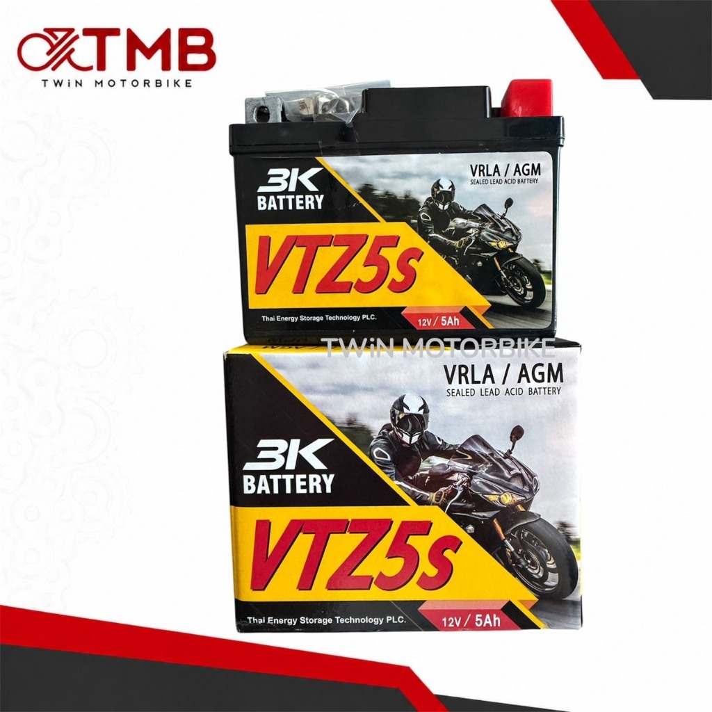 แบตเตอรี่มอเตอร์ไซค์ แบตแห้ง  (3K) VTZ5 12V ใส่รุ่น CLICK, SCOOPY, FINO, SONIC,WAVE110i,เวฟ110i,เวฟ1