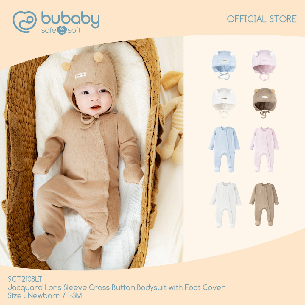 Bubaby Soft Bear Jacquard Newborn Collection | ชุดหมีคลุมมือ-เท้า & หมวกเด็กแรกเกิด SCT2108LT