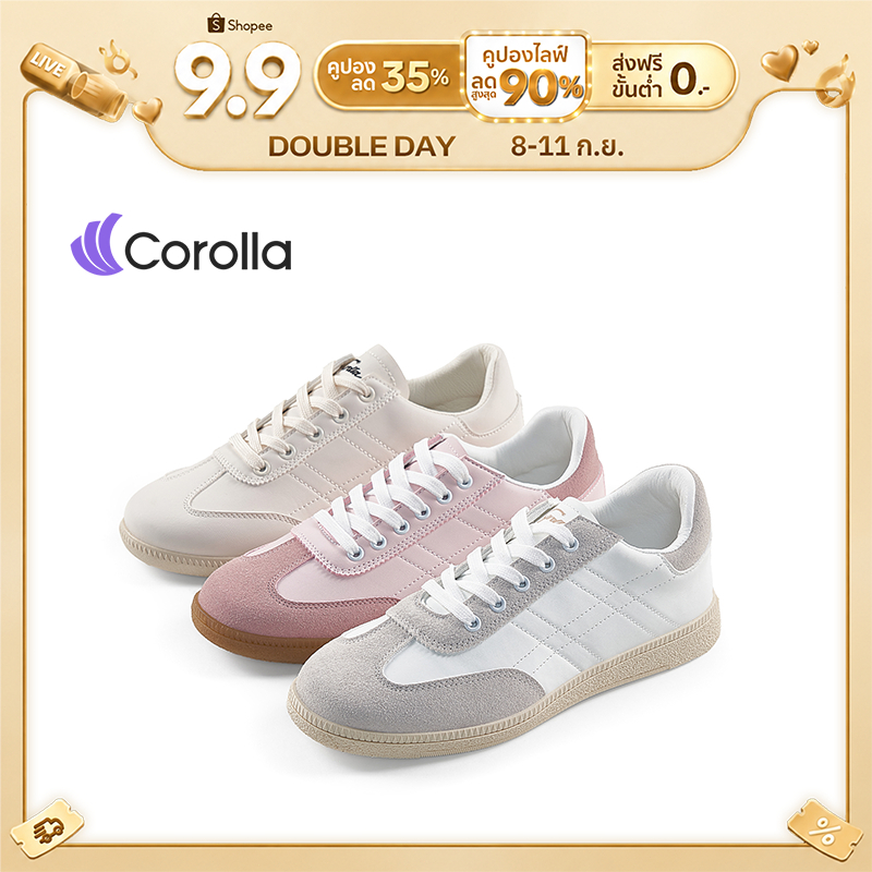 Corolla Shoes รองเท้าแฟชั่นผู้หญิง ทรงลำลอง ดูดซับแรงกระแทก ต้านเชื้อแบคทีเรีย หนังพียู กันละอองน้ำ