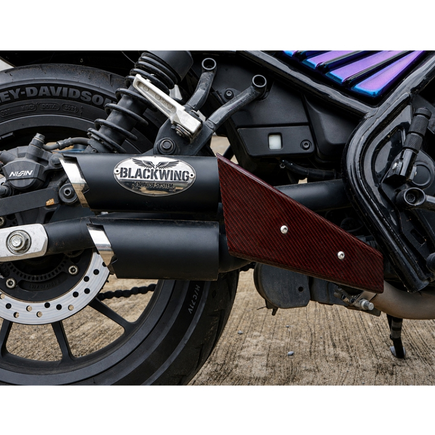 ท่อคู่ Honda Rebel ทรงสั้น 300 500 ลาย Carbonแดง